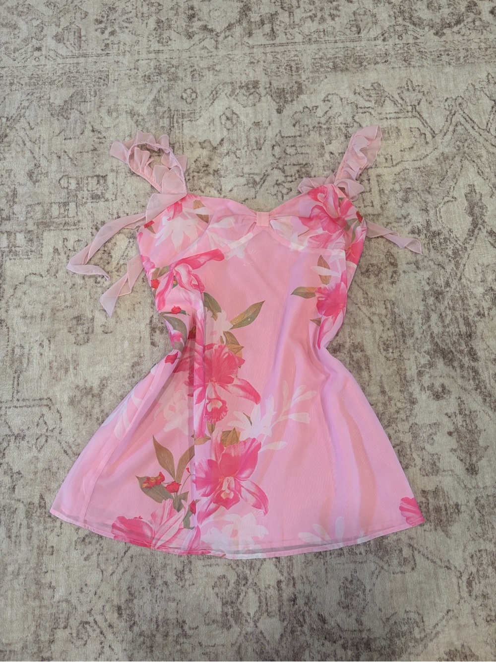 Beginning Boutique Pink Floral Homecoming/Formal Dress Size 12